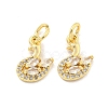 Brass Micro Pave Clear Cubic Zirconia Charms KK-Z044-33G-1