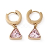 Cubic Zirconia Triangle Dangle Hoop Earrings EJEW-L282-07G-2