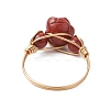 Valentine's Day Rose Natural Red Jasper & Green Aventurine & Rose Quartz Finger Rings RJEW-JR00814-5