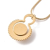 Natural Quartz Flat Round Pendant Necklace with 304 Stainless Steel Snake Chain NJEW-K244-02G-3