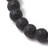 6mm Round Natural Lava Rock & Gemstone Beaded Stretch Bracelets BJEW-JB10846-5