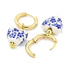 Handmade Porcelain Blue and White Porcelain Heart Hoop Earrings EJEW-A042-01-2