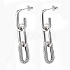 Brass Micro Pave Clear Cubic Zirconia Dangle Stud Earrings EJEW-S201-224P-NF-1