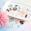 Kissitty 44Pcs 22 Styles Light Gold Plated Alloy Kitten Pendants ENAM-KS0001-03-3