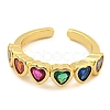 Colorful Cubic Zirconia Heart Cuff Ring KK-D067-30G-RS-6