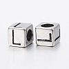 304 Stainless Steel Large Hole Letter European Beads STAS-H428-01AS-L-2