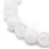 Natural White Jade & Synthetic Crackle Quartz Round Beaded Stretch Bracelet for Women BJEW-JB08528-03-4