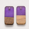 Two-tone Transparent Resin & Walnut Wood Pendants RESI-S384-008A-B01-2