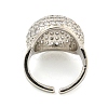 Real Platinum Plated Brass Micro Pave Clear Cubic Zirconia Cuff Rings RJEW-L113-017P-03-3