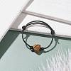 Natural Tiger Eye Heart Braided Cord Bracelet BJEW-JB07685-01-2
