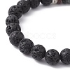 Dyed Colorful Natural Lava Rock & Rhinestone Beaded Stretch Bracelets for Women BJEW-JB09668-02-4