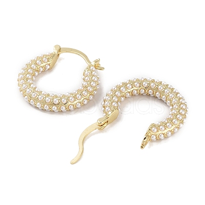 Plastic Imitation Pearl Hoop Earrings EJEW-E310-01G-1