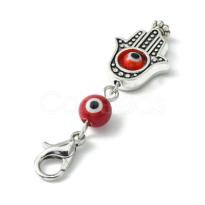 Handmade Evil Eye Lampwork Round Pendant Decorations HJEW-JM00745-1