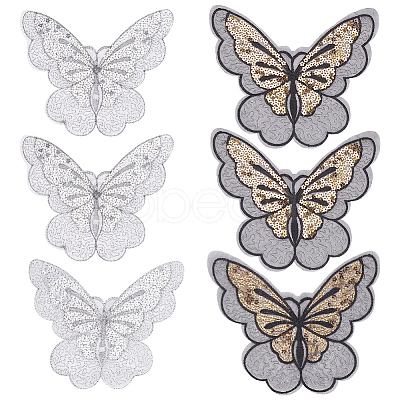 Gorgecraft 12Pcs 2 Style Butterfly Gauze Embroidery Ornaments Accessories PATC-GF0001-11-1