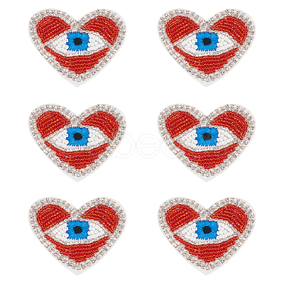 Heart with Evil Eye Embroidered Appliques DIY-WH0401-27-1