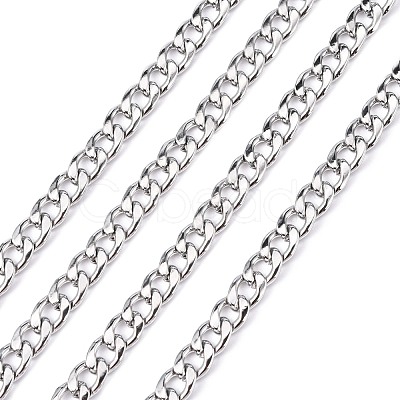 Tarnish Resistant 304 Stainless Steel Cuban Link Chains CHS-G010-02P-1