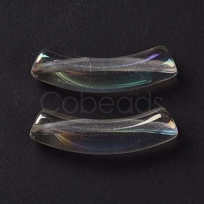 UV Plating Transparent Rainbow Iridescent Acrylic Beads OACR-A016-01M-1