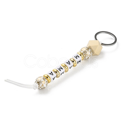 Wood and Plastic Beads Keychain Decorationes KEYC-B016-01-1