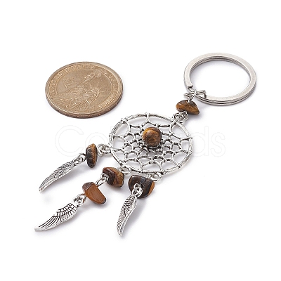 Woven Net/Web with Wing Alloy & Gemstone Chips Keychains KEYC-JKC00559-1