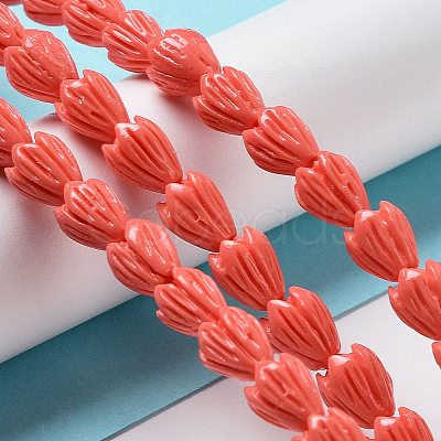 Synthetic Coral Beads Strands G-Q1007-01C-01-1