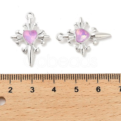 Rack Plating Alloy Rhinestones Pendants PALLOY-D028-06B-S-RS-1