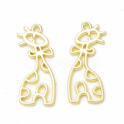 Rack Plating Alloy Giraffe Open Back Bezel Pendants FIND-G052-45LG-1