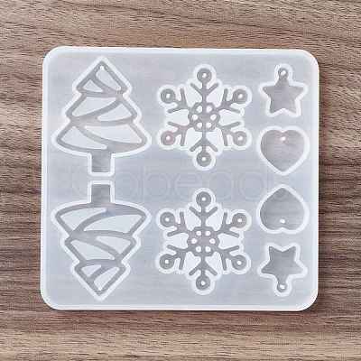 Christmas Tree & Snowflake & Heart & Star Silicone Pendant Molds DIY-E055-21-1