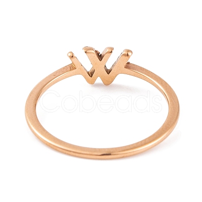 304 Stainless Steel Letter W Finger Ring for Women RJEW-C086-07-RG-1