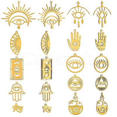 20Pcs 10 Style 201 Stainless Steel Laser Cut Charms STAS-SZ0002-67G-1