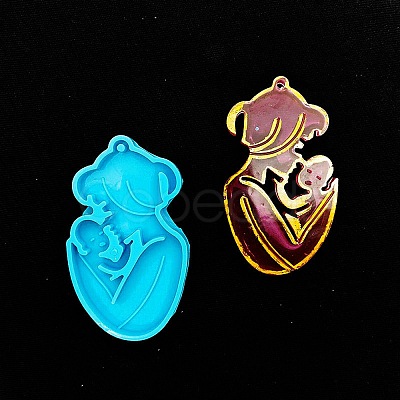 Mother's Day Mother with Baby Silicone Pendant Molds AJEW-M221-02E-1