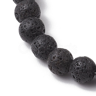 6mm Round Natural Lava Rock & Gemstone Beaded Stretch Bracelets BJEW-JB10846-1