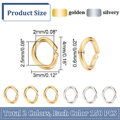 DICOSMETIC 300Pcs 2 Colors 304 Stainless Steel Jump Rings STAS-DC0011-94-1