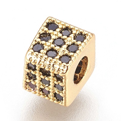 Brass Micro Pave Cubic Zirconia Beads ZIRC-F088-026G-1