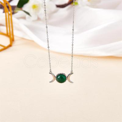 Triple Moon Goddess Cubic Zirconia Pendant Necklace JN1091C-1