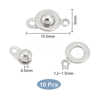 Unicraftale 10Pcs Brass Snap Clasps KK-UN0001-73-1