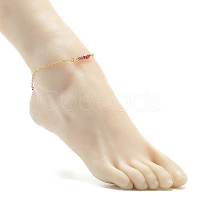 Natural Dyed Malaysia Jade Link Anklets for Women AJEW-AN00474-04-1