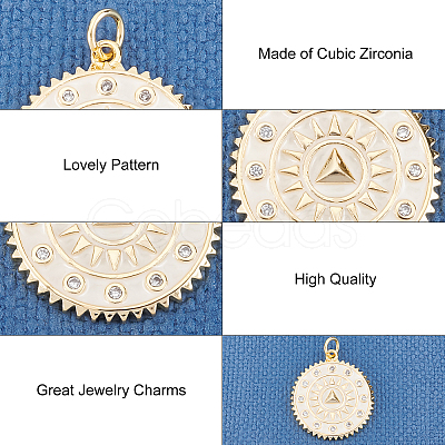 AHADERMAKER 8Pcs 4 Style  Brass Micro Pave Clear Cubic Zirconia Pendants ZIRC-GA0001-06-1