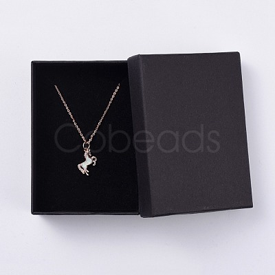 Unicorn Brass Pendant Necklaces NJEW-JN02575-M-1