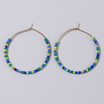 Glass Colorful Beads Hoop Earrings for Women SX7137-5-1