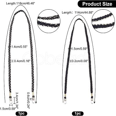 WADORN&reg 2Pcs 2 Style Braided Cord Bag Straps FIND-WR0005-36-1