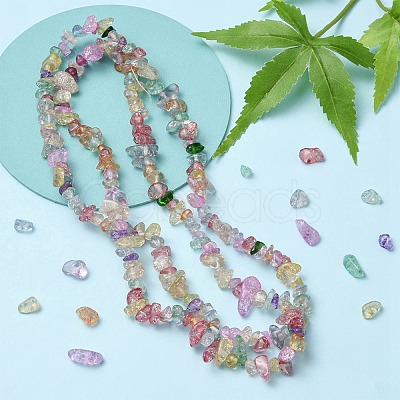 Baking Painted Crackle Glass Beads Strands G-YWC0001-01-1