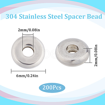 SUNNYCLUE 200Pcs 304 Stainless Steel Spacer Beads STAS-SC0006-71-1