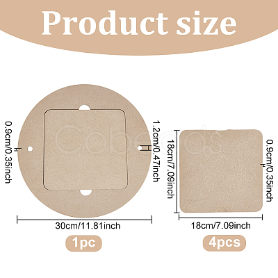 Round & Square MDF Wood Boards TOOL-WH0053-08-1