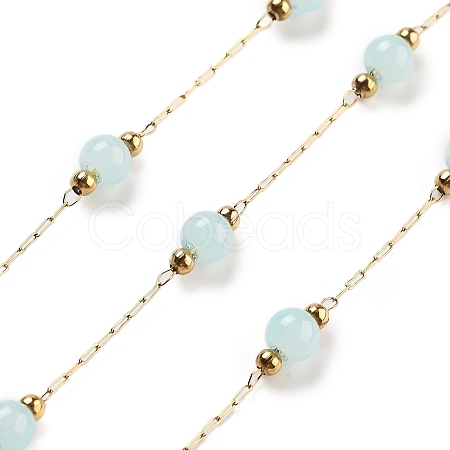 Handmade Round Dyed Natural Malaysia Jade Beaded Chains CHS-P019-08G-B-1