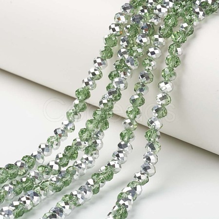 Electroplate Transparent Glass Beads Strands X-EGLA-A034-T6mm-M06-1