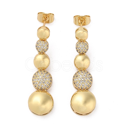 Brass Micro Pave Cubic Zirconia Dangle Stud Earrings EJEW-P252-06D-G-1