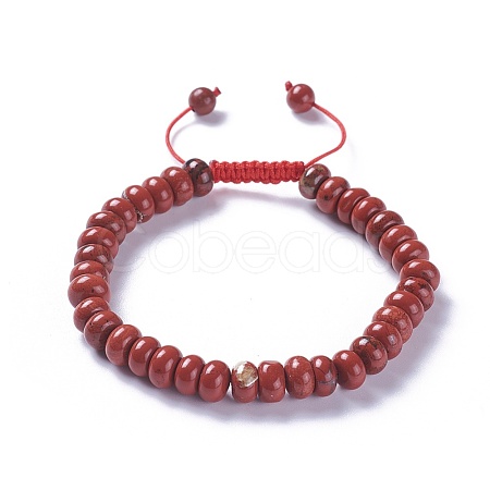 Adjustable Natural Red Jasper Braided Bead Bracelets BJEW-F369-A07-1