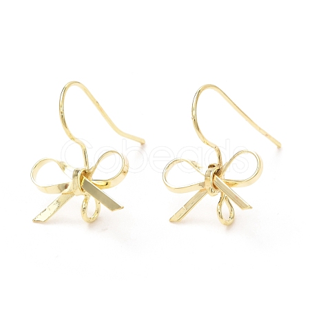 Bowknot Shape Brass Earring Hooks KK-K256-01G-1
