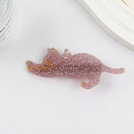 Cute Glitter Cat Cellulose Acetate Alligator Hair Clips PW-WG85398-04-1