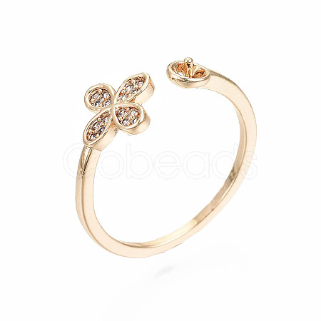 Brass Micro Pave Clear Cubic Zirconia Peg Bails Cuff Finger Ring Settings X-KK-S360-014-NF-1